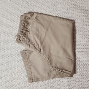 Women's St Johns Bay stretch khaki cropped twill pants sz 12 front & back pocket